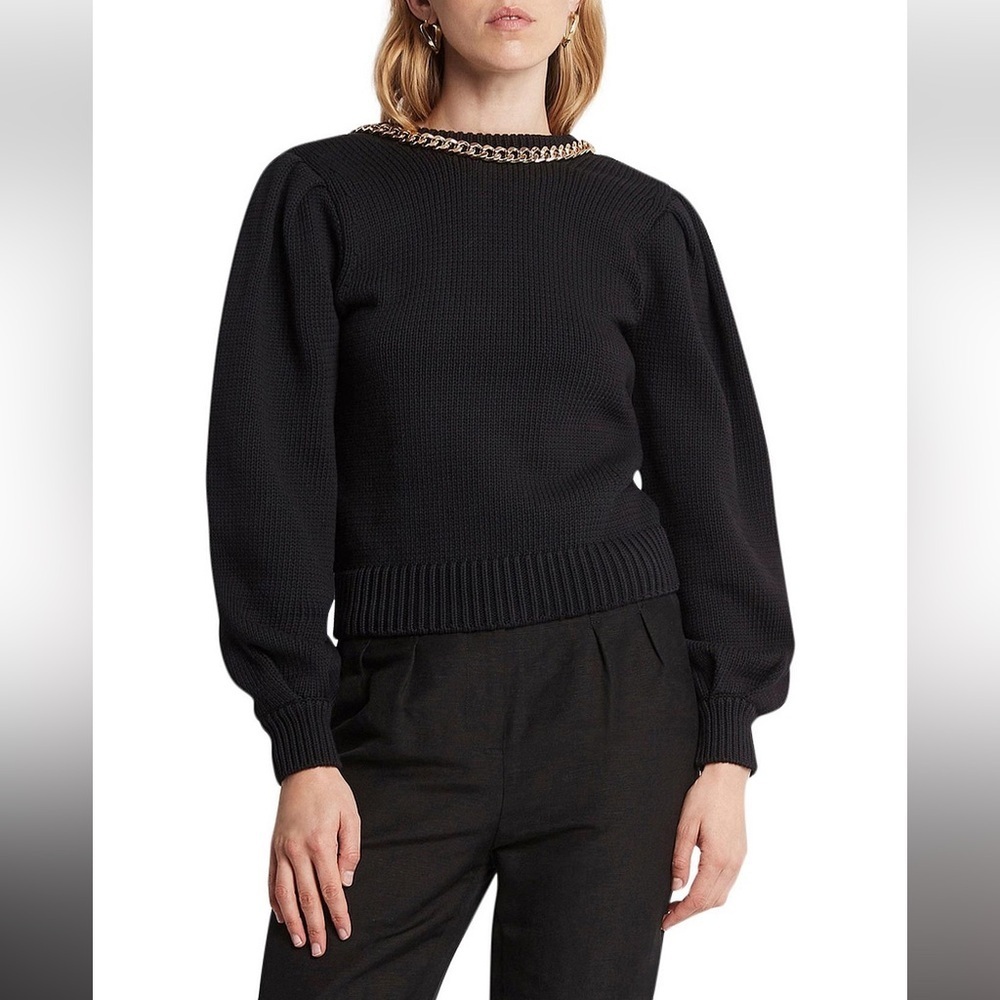 AJE Elle Chain Open Back Knit Jumper in Black Size XS - Picture 5 of 16